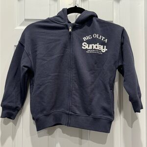 Zara big olita Kids Blue Hoodie Jacket zip up size 5- 6 surfer relaxed Cali
